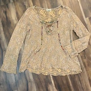 Floral Lace Layered Long Sleeve Top